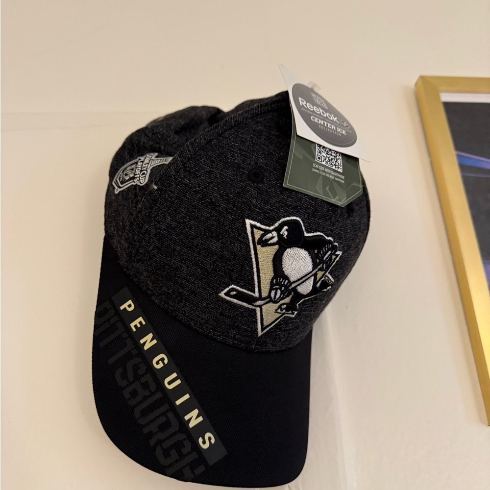 Reebok Penguins Charcoal and Black Hat